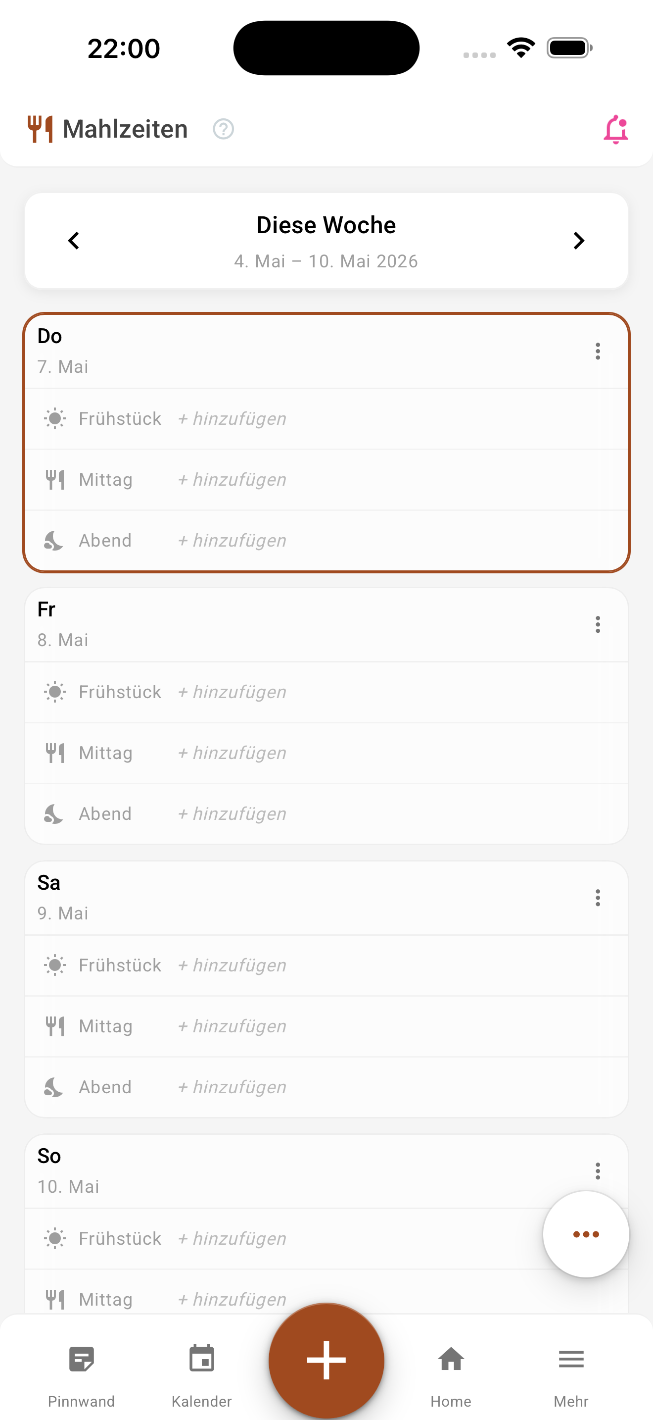 MyNestPlan App – Mahlzeitenplan der Woche mit Rezepten