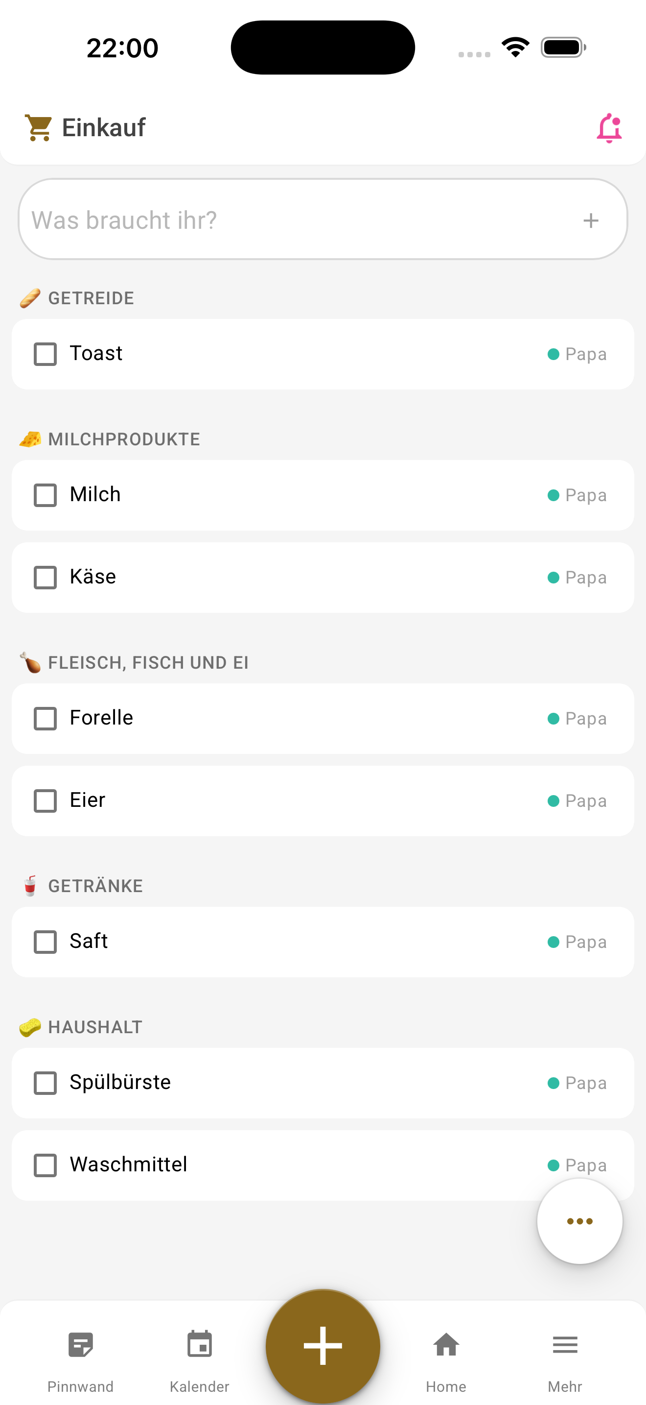 Gemeinsame Einkaufsliste