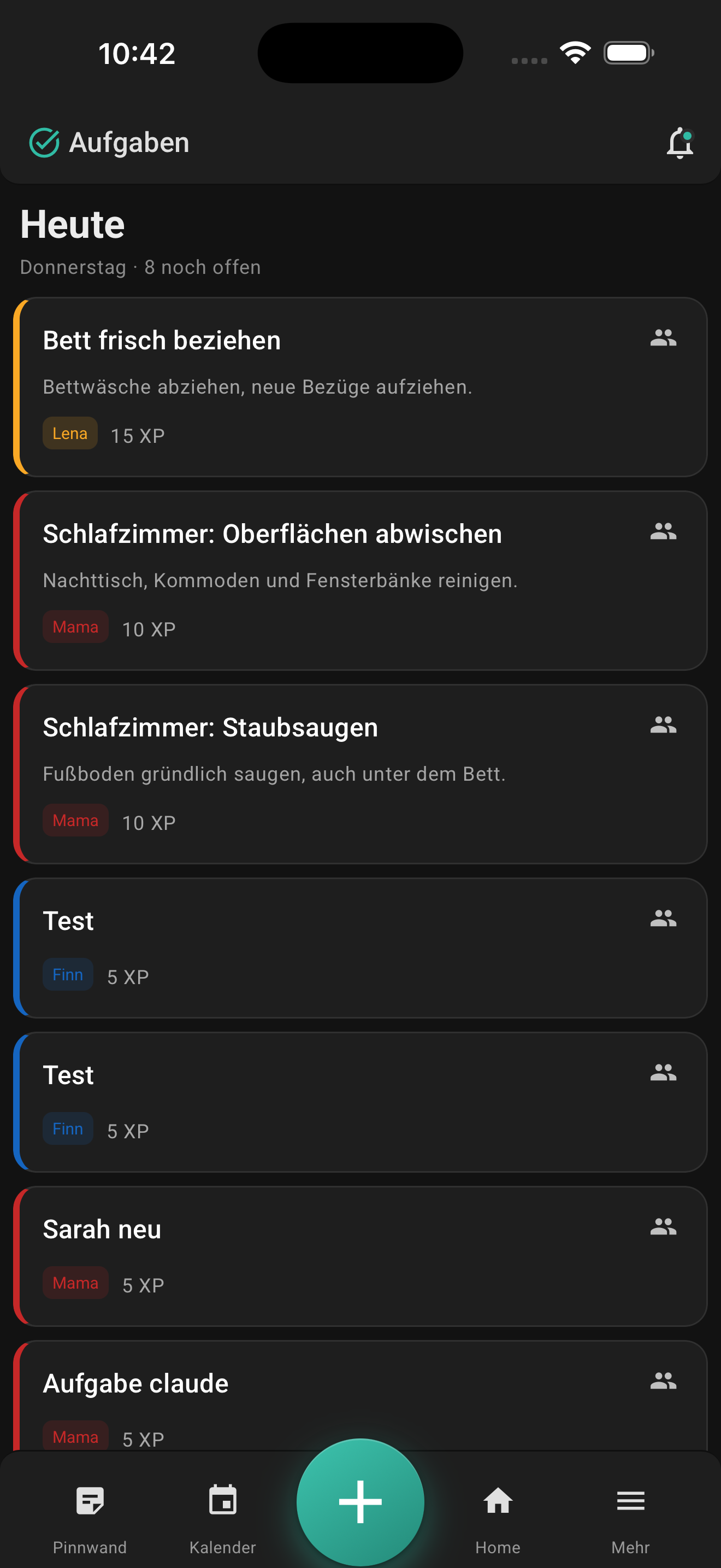 Dark-Mode Aufgabenliste